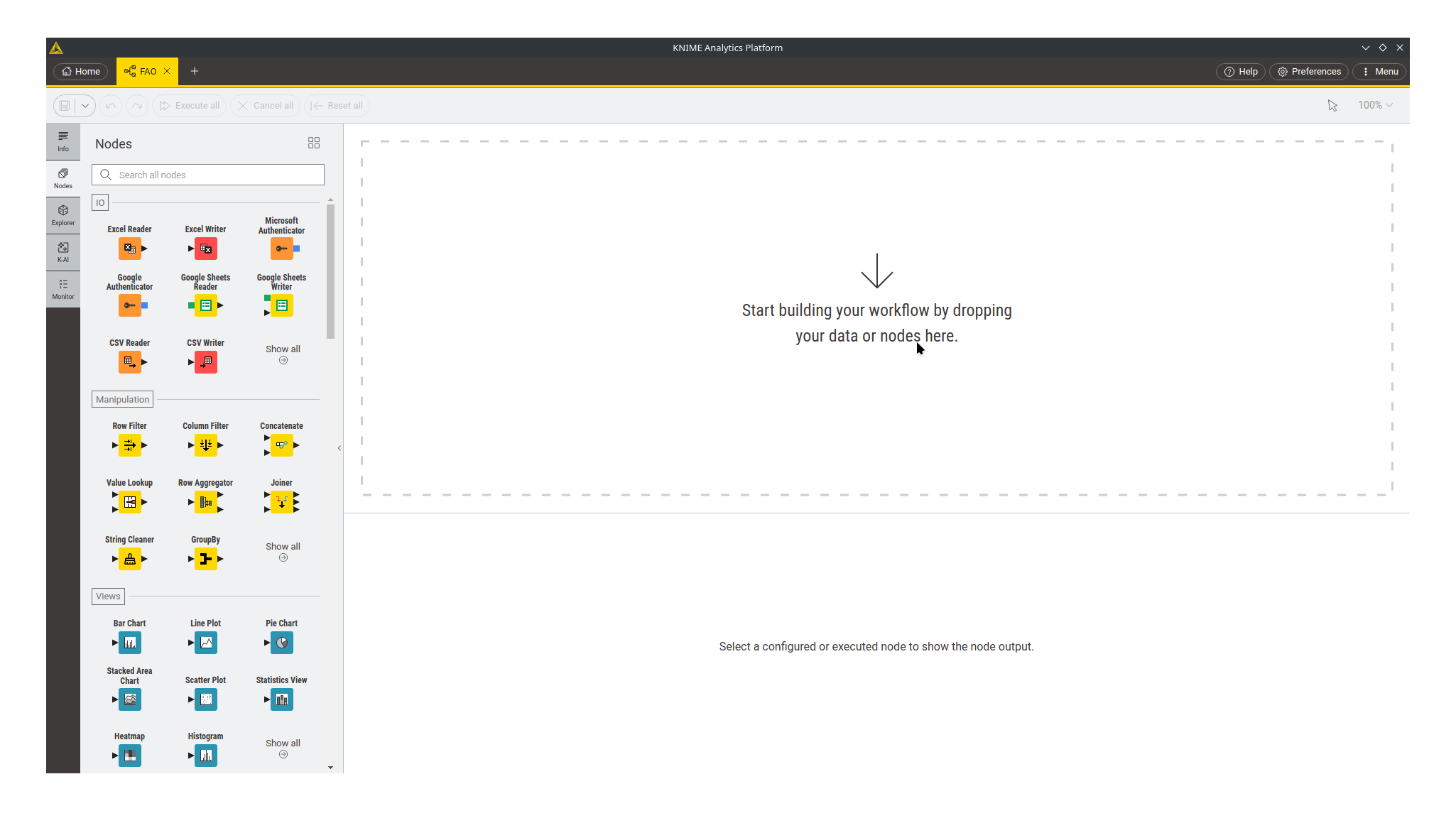 Fenetre knime workflow
